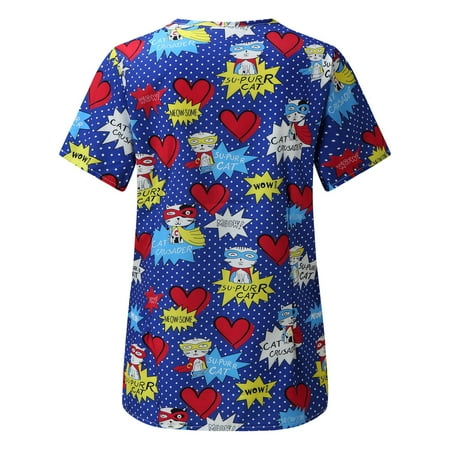 

Tshirt Women Scrub Top Short Sleeve Short Sleeve V Neck Scrub Top