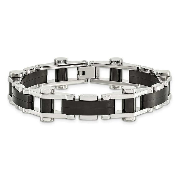 Chisel Stainless Steel Polished Black IP-plated 8 inch Bracelet