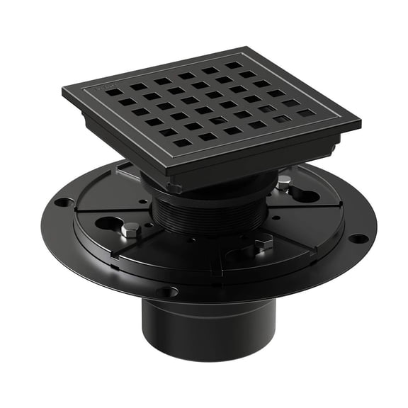 4 Inch Square Shower Floor Drain Matte Black