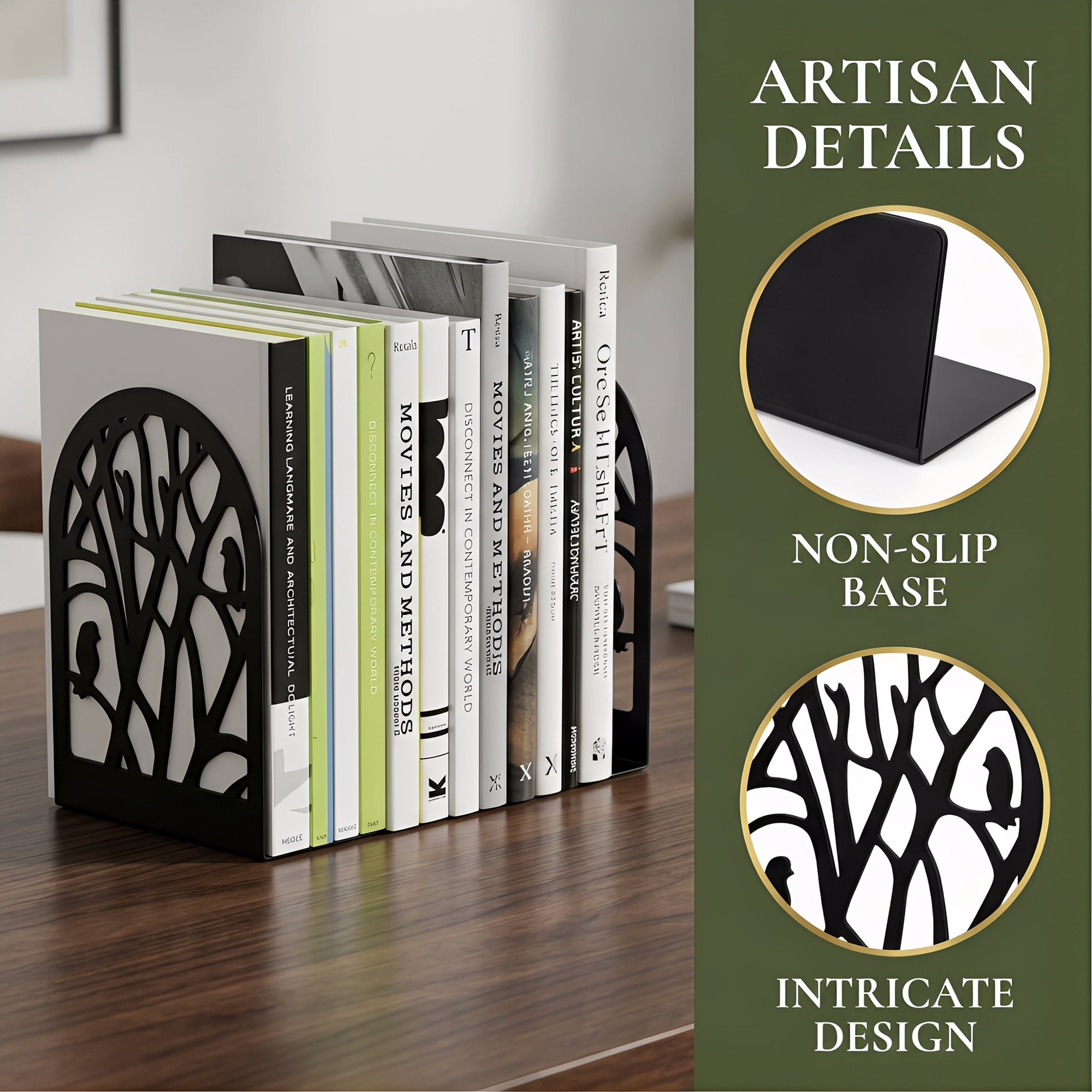 Unique Bargains Expandable Non-Skid Geometric Bookends With Compartments 2 Pcs Style C