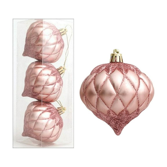 chaungfeng 3Pcs Shatterproof Christmas Ball, Painted Onion Head Shape Hanging Ornament for Xmas Tree Decor, Party Decoration, 3.5"x3"