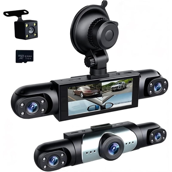 Full-View Car Dashcam System, Brings 360° Protection to Your Drive, Dash Cam Front and Rear, 360° Full View Dash Cam Front and Rear Insid, 32GB SD Card, Car Accessories (Basic)