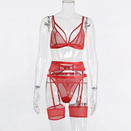 Generic Hot Selling Comfortable Soft Lace See-through Sexy Lingerie Three-Piece Set