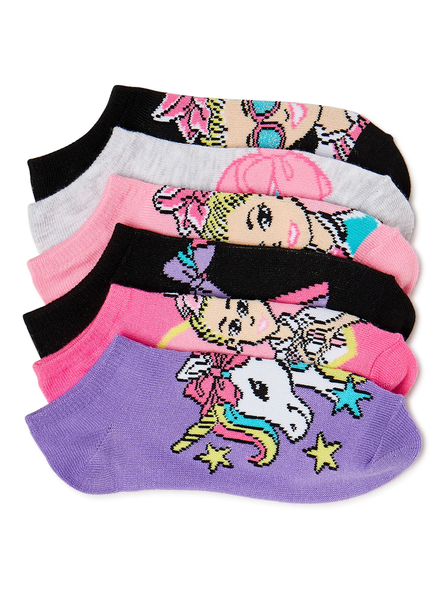 JoJo Siwa, Girls No-Show Socks, 6-Pack, Sizes S-L