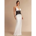 thumbnail image 4 of White Halter Neck Lace-Trimmed Backless Maxi Dress For Evening, Parties, And Summer Events, 4 of 7