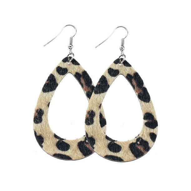 Leopard Print Earrings Charming Fashion Accessory Water Drop Ears Dangles Female Jewelry Adornment Dual sided Water Drop Ear Dangles Birthday Gift