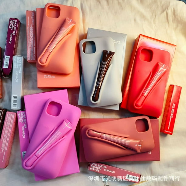 Silicone Full-Body Lazy Lip Gloss Holder Phone Case for iPhone 16