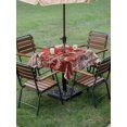 thumbnail image 4 of Outdoor Tablecloth with Umbrella Hole for Patio/Picnic/Party/Camping, Ocean Red Octopus Waterproof Table Cloth Square Cover Washable, Nautical Castle Coastal Lighthouse (54"x 54"), 4 of 8