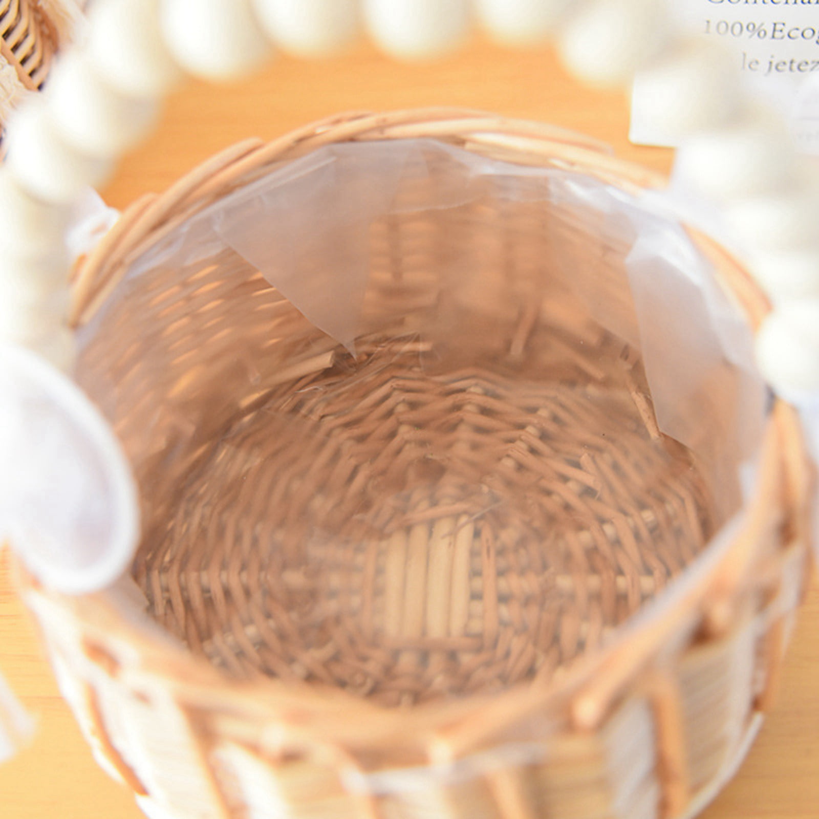 Wicker Rattan Flower Girl Basket Wedding Flower Girl Basket with Pearl Handle and Bow Fairy Flower Basket Handwoven Easter Basket Wicker Basket for Wedding Flower Girl