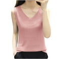 thumbnail image 3 of NSLGXD Plus Size Camisole Tops Women Sleeveless Business Casual Tank Top Solid Color Loose V Neck Going Out T-Shirts Pink Shirts,Size S-5XL, 3 of 5