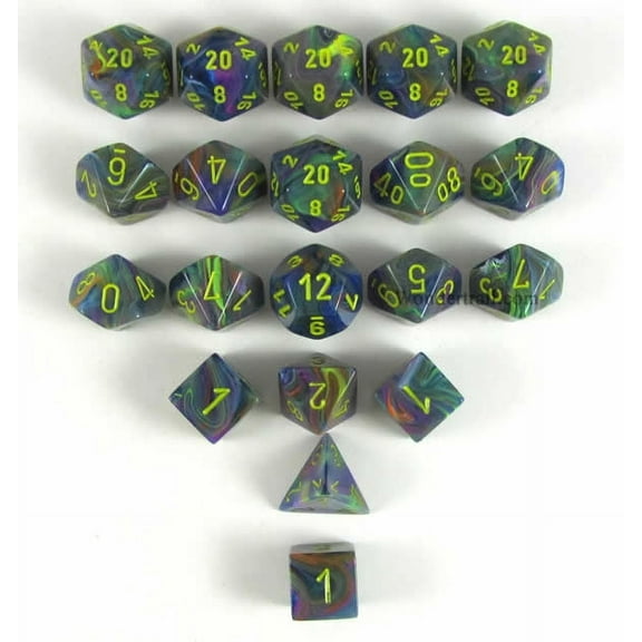 Rio Festive Dice with Yellow Numbers 16mm (5/8in) Pack of 20 Chessex