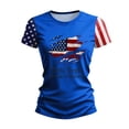 thumbnail image 2 of KDDYLITQ 250th Anniversary Independence Day Tshirt for Women Causal Usa Flag Crew Neck Tops Summer National Flag Print Vintage T-Shirts Printed Fashion Short Sleeve Tees Blue L, 2 of 6
