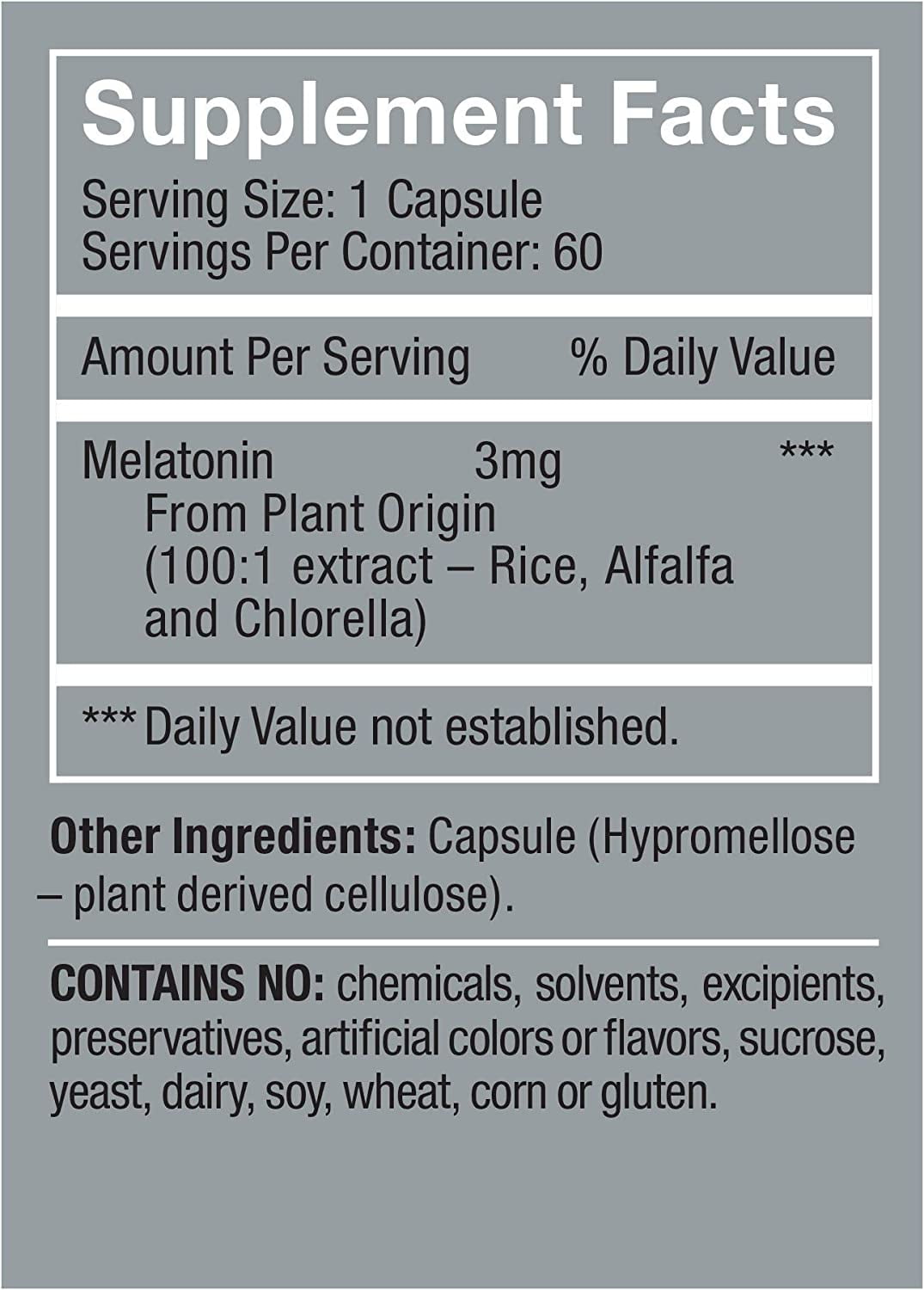 Herbatonin 3mg - The Only Natural Plant Melatonin Natural Sleep Cycle, Body Clock And Circadian Rhythm Support For Jet Lag, 60 Vegan Capsules (60 Day Supply)