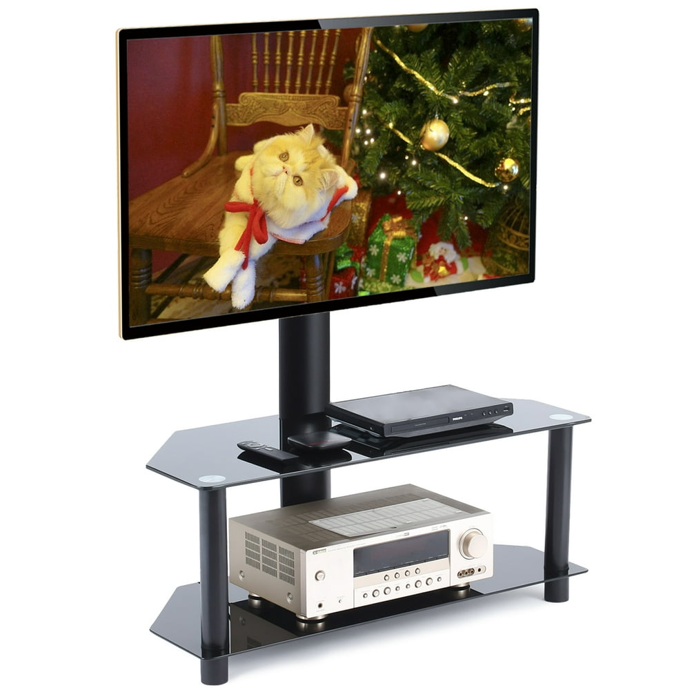 Modern Floor TV Stand with Mount for Black Metal TVs up to 55" Bedroom