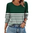 thumbnail image 6 of SOOMLON Womens 3/4 Length Sleeve Tops Petite Tunic Stretchy Tops Casual Round Neck Shirts Cute Striped Graphic T Shirts 2025 Trendy Spring Summer Ladies Tops Loose Fit Outfits Pullover Army Green XL, 6 of 8