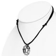 thumbnail image 2 of Stainless Steel Black Silver-Tone CZ Clover Love Heart Adjustable Pendant Necklace, 2 of 2