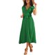 thumbnail image 4 of INSPIRE CHIC Vestido de Mujer con Mangas Cortas, Envoltura, Cuello en V, Fluido, con Volantes, Plisado, Casual con Cinturón, Midi, Color Verde, 4 of 6