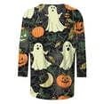 thumbnail image 4 of Womens 3/4 Length Sleeve Shirts Halloween Blouses Fashion Halloween Printed Plus Size Tunic Tops Blouses Fall Casual Round Neck Pullover Halloween Holiday Costume TShirt, 4 of 5