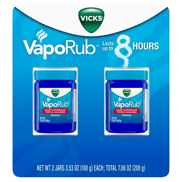 Vicks VapoRub Cough Suppressant, Topical Analgesic Ointment, Lasts Up
