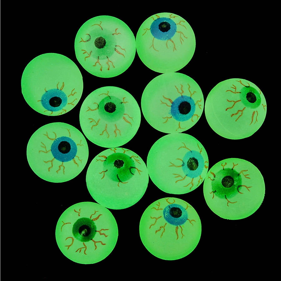 Pack of 6 Eyeball Glowing Horror Bouncy Balls 