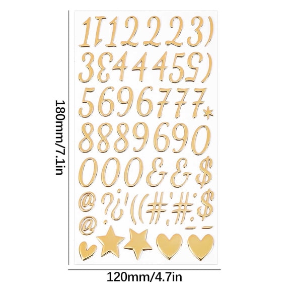 Gold Letter Stickers for DIY Projects, High-Gloss Metallic Finish, Puffy Alphabet Decals for Scrapbooking, Journaling, and Festive Decorations, Easy Peel and Stick