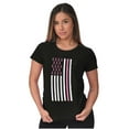 thumbnail image 4 of Breast Cancer Pink Ribbon USA Flag Womens Slim Fit Graphic Tee Brisco Brands S, 4 of 5