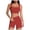 Red, variant on mgoYE Gym Sets Woman Workout Sets for Women 2 Piece Seamless Ribbed Crop Tank High Waist Shorts Yoga Outfits(Brown,S)