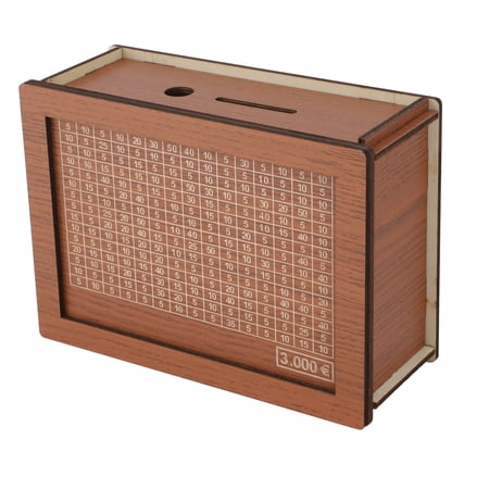 BIMZUC Wooden Piggy Bank for Adults Kids, Cash Vault Coin Savings Box with Counter, Retro Money Jars for Boys Girls, Savings Goal 3000 Euro (9.06 inches / 23 cm)