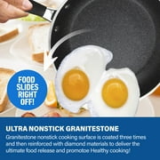 Granitestone Diamond Nonstick Frying Pan Set Piece 8 10 12 Triple Coated Mineral & Diamond Frying Pans, Skillets Cooking Pan Induction Oven Safe Black