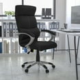 thumbnail image 3 of BizChair High Back Black LeatherSoft Executive Swivel Office Chair with Curved Headrest and White Line Stitching, 3 of 7