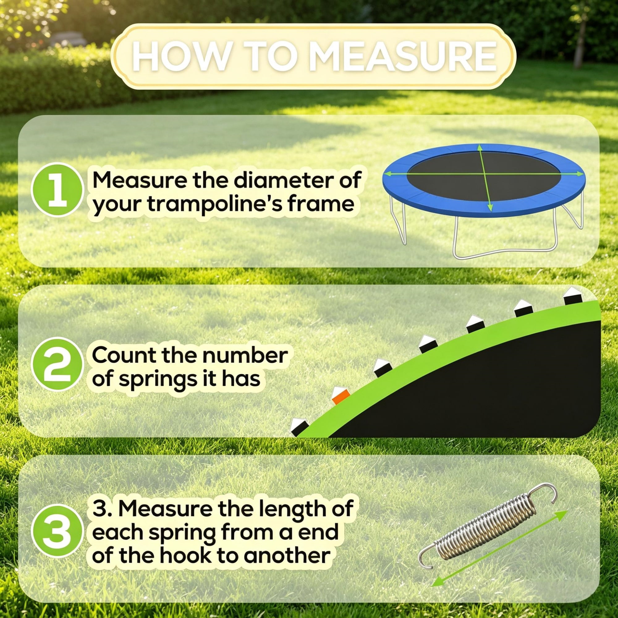 12' Trampoline Replacement Mat, 72 V-Hooks, Fits 5.5" Springs, for Backyard Old Trampoline Surface Upgrade, Green (Spring & Frame Not Included)