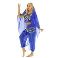 thumbnail image 2 of Doomiva Women Indian Dance Costume 4Pcs Belly Dance Outfits Halloween Carnival Performance Sets Royal Blue One Size, 2 of 7