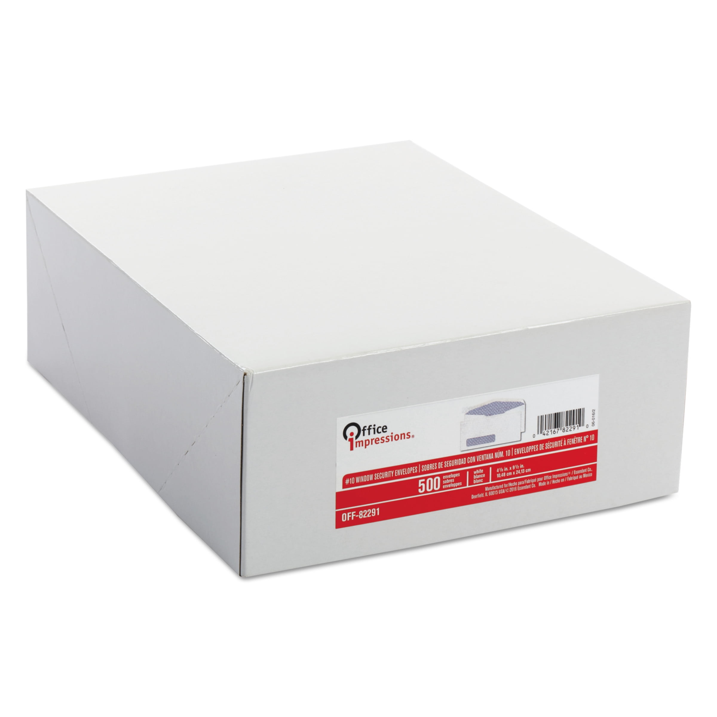 Office Impressions Security Tint Window Envelopes, #10, 4 1/8 x 9 1/2, White, 500/Box -OFF82291