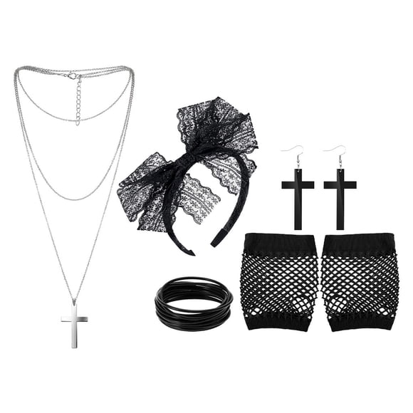 Yuarrent 1 Set Hair Hoop Bowknot Lace Meaningful Fashion Appearance Retro Earrings Gifts Attractive Fabric for Birthday Party Type2 NO2 Yuarrent HA060872-00