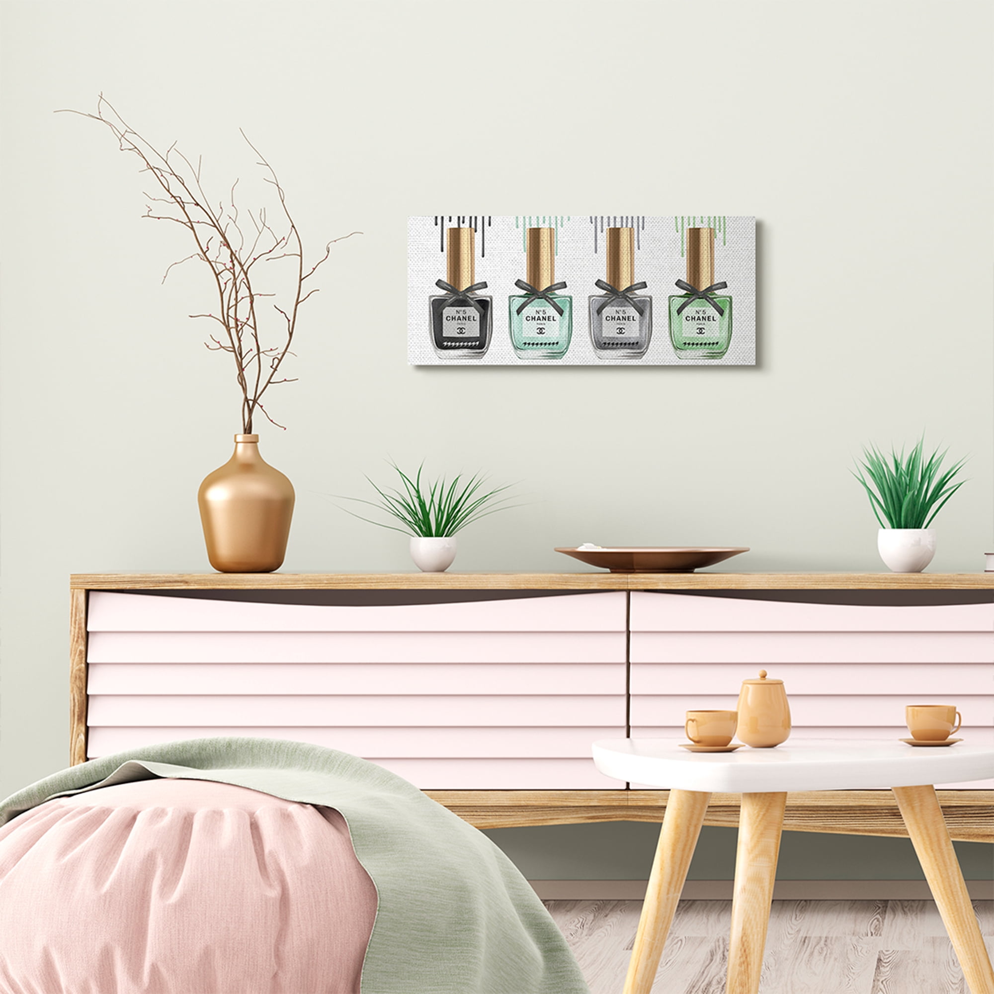 Stupell Industries Makeup Collection Nail Polish Cyan Gray Fashion Design Canvas Wall Art by Ziwei Li
