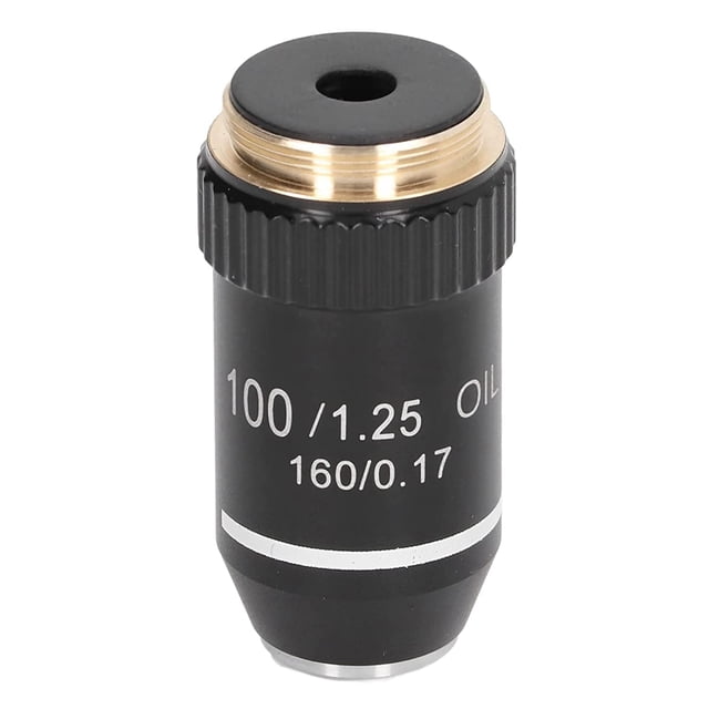 Biological Microscope Lens, 195 Achromatic Black Objective Lens 100X Oil High Objective Interface 20.2mm Thread