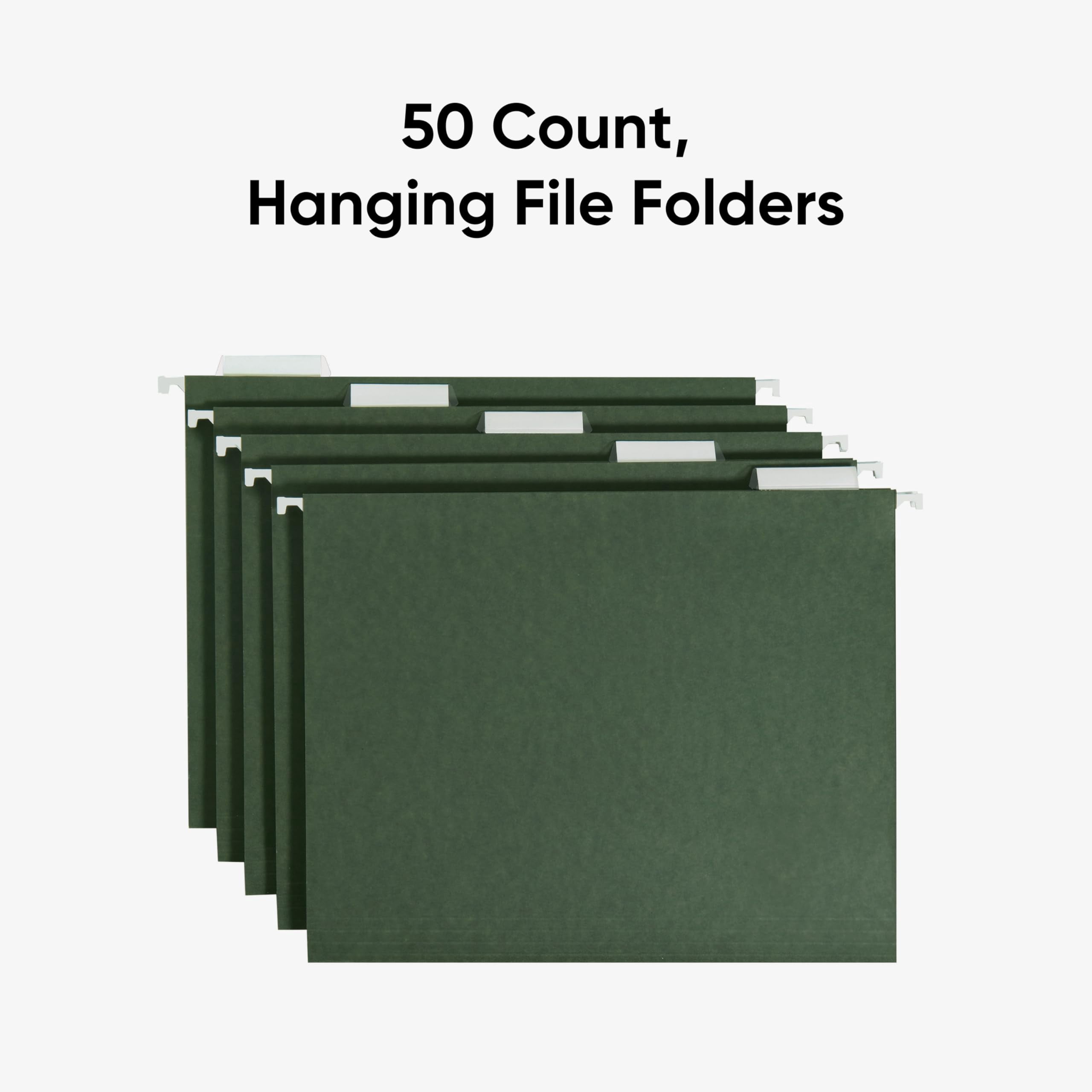 Hanging File Folder  1/5-cut Adjustable Tab Letter Size Standard Green Folders For Filing Cabinets Organizer 50 Count