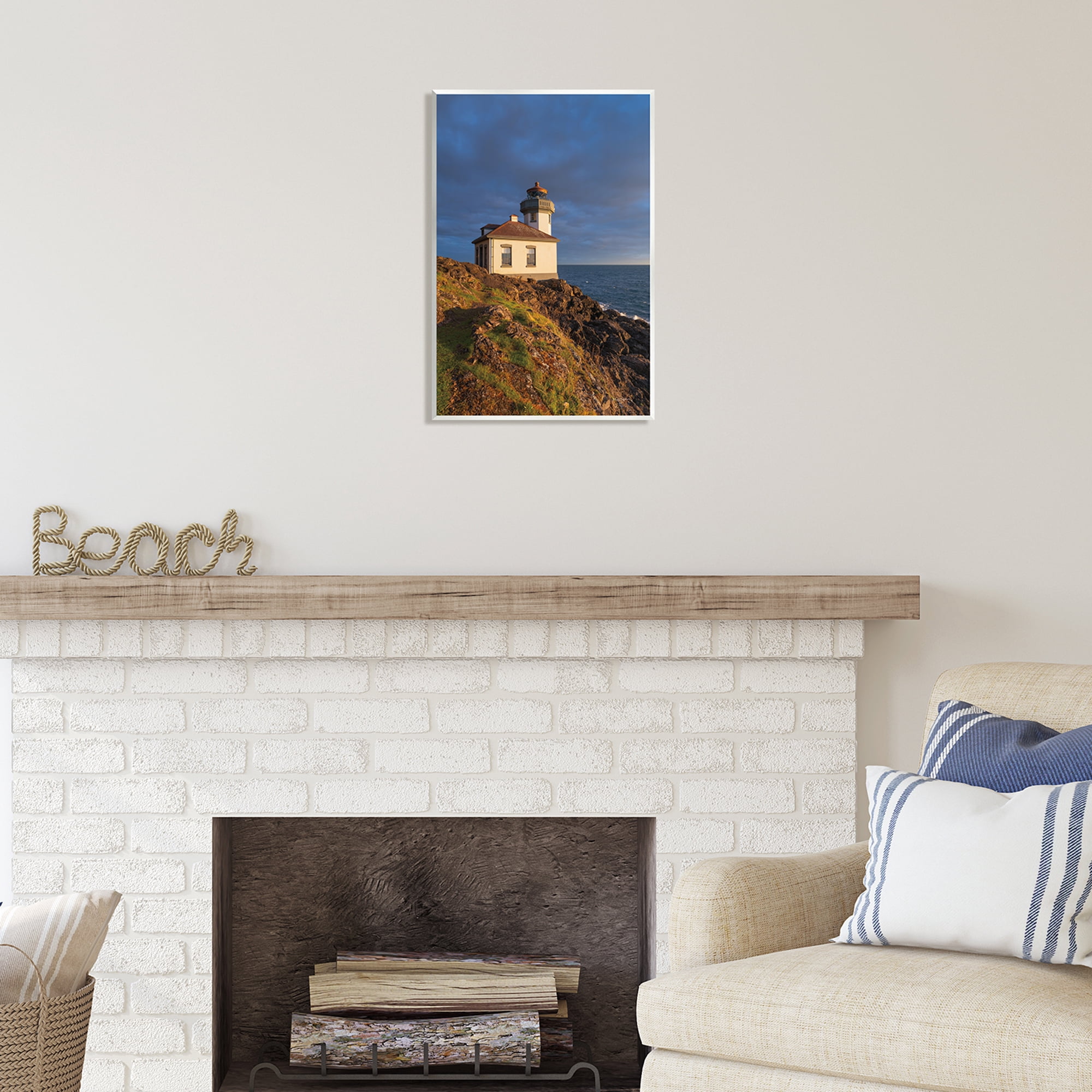 Stupell Industries Coastal Lighthouse Photography Landscape Photography Unframed Art Print Wall Art, 13 x 19