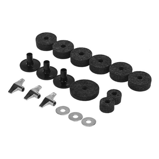 Kit de recambio para tambor Paquete de 18 piezas de batería Kit de accesorios Juego de platillos Fieltros Hi-Hat Clutch Fieltros Hi Hat Copa Fieltros Cymbal Wing Nuts Mangas de platillos y metal Reemp Tomshoo Kit de recambio para tambor