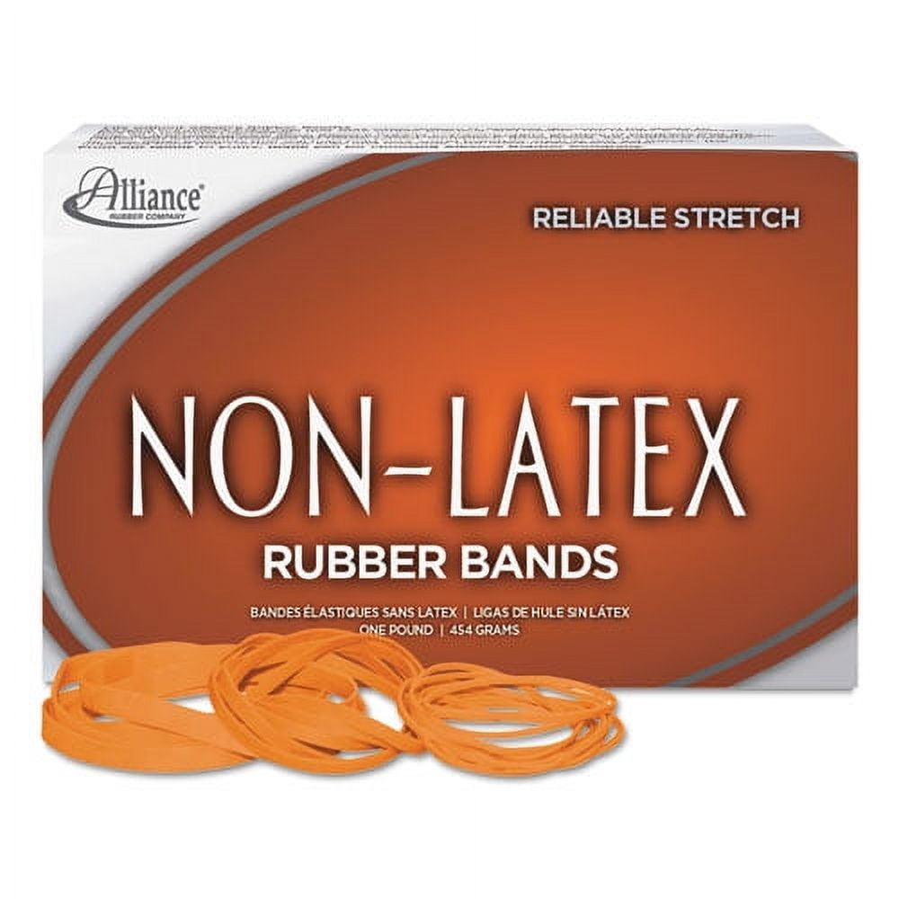 Non-Latex Rubber Bands, Size 54 (assorted), 0.04" Gauge, Orange, 1 Lb Box | Bundle of 5 Boxes