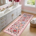 thumbnail image 2 of FairOnly 2'x6'Modern Pastoral Floral Print Machine Washable Runner Rug Stain Resistant Low Pile Non Slip Indoor Rug for Entrayway Kitchen Hallway,Pink, 2 of 7