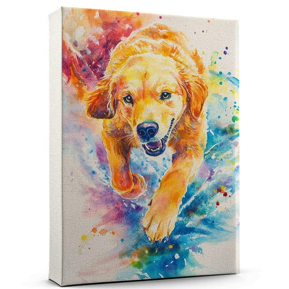 Golden Retriever Dog Canvas Ice Hockey Canvas – Funny Golden Retriever Dog Canvas Artwork, Funny Dog Wall Art for Ice Hockey Room or Pet Shop