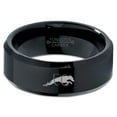 thumbnail image 2 of Tungsten Dog Hurdling Jumping Through Obstacles Band Ring 8mm Men Women Comfort Fit Black Beveled Edge Polished, 2 of 4