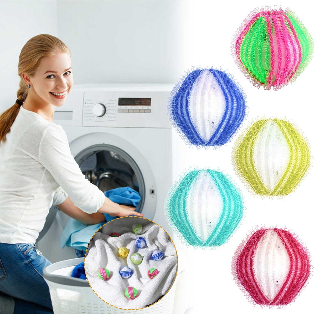 6Pcs Reusable Laundry Washing Machine Balls Hair Fluff Grabbing  Remove Balls 