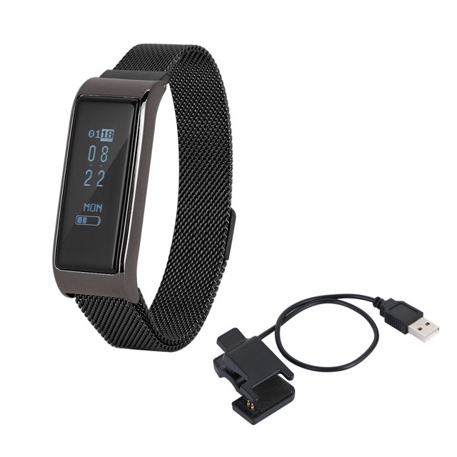 Pulseras inteligentes de moda para mujer, pulseras de monitoreo de frecuencia cardíaca a prueba de agua y salud (negras)