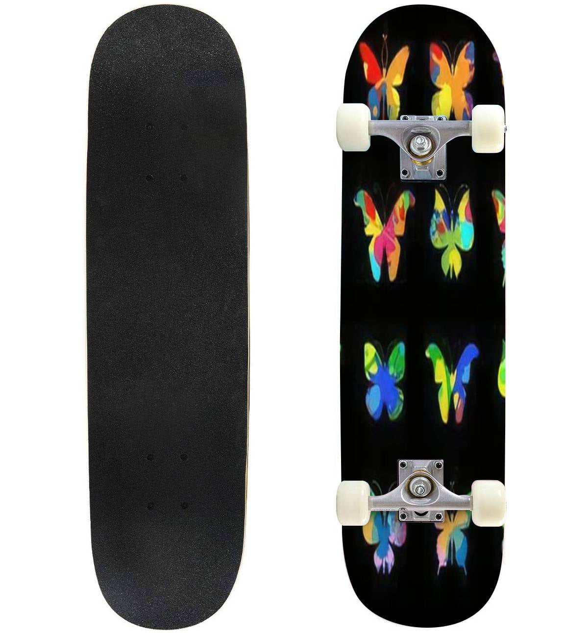 Set grunge butterfly on black Outdoor Skateboard Longboards 31