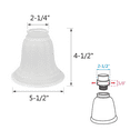 thumbnail image 2 of Aspen Creative 23033-4, Transitional Style Replacement Bell Shaped Frosted Glass Shade, 2 1/4" Fitter Size, 4 1/2" high x 5 1/2" diameter, 4 Pack, 2 of 6