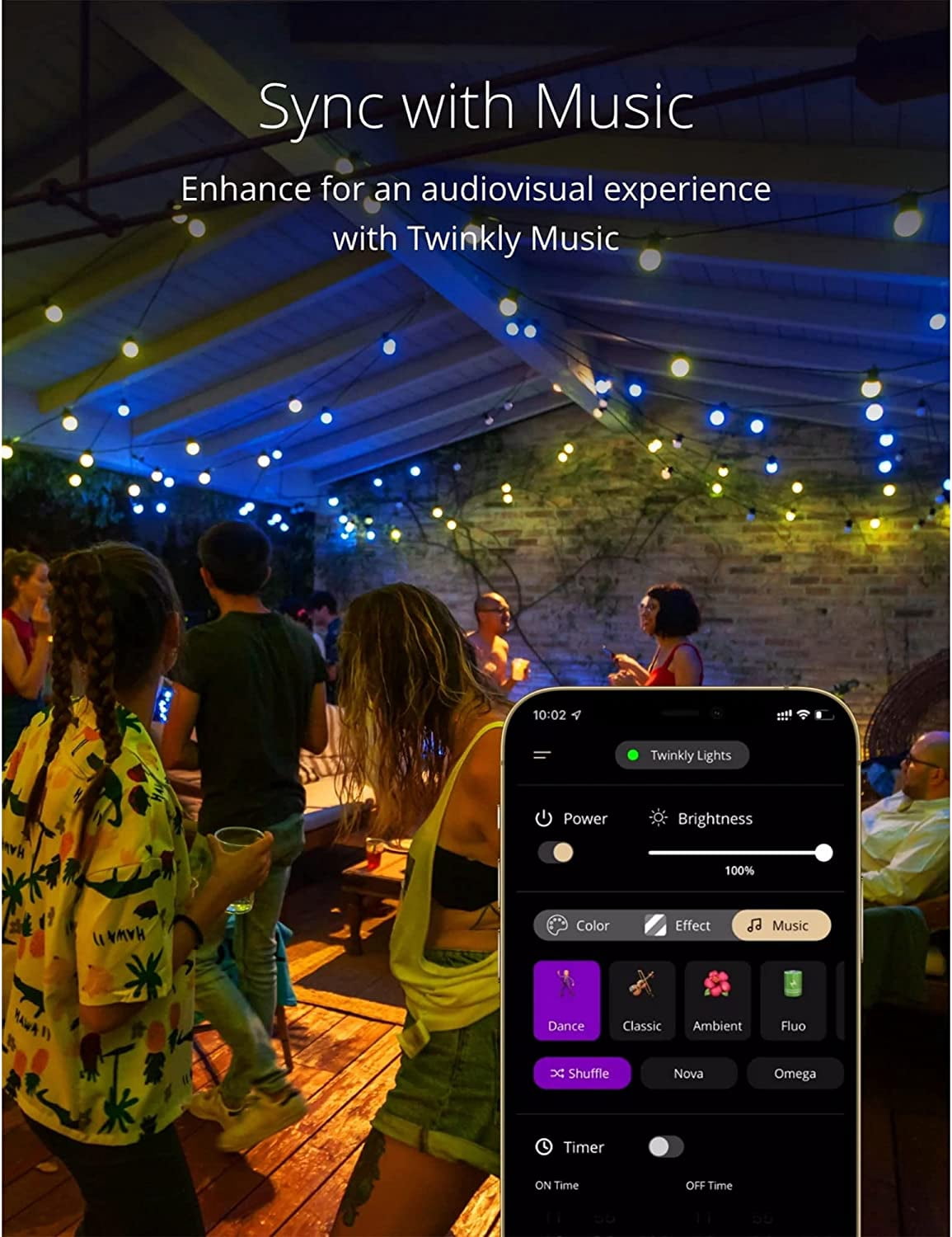 Twinkly Festoon – App-Controlled LED Bulb Lights String with 40 RGB (16 Million Colors) LEDs. 65.6 feet. Black Cable. Indoor and Outdoor Smart Lighting Decoration