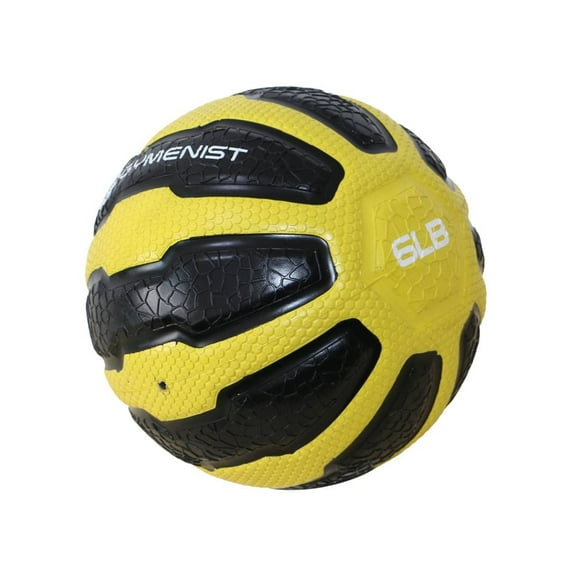GYMENIST Balle Médicinale en Caoutchouc avec Prise Texturée, Offerte en 9 Tailles, 2-20 LB, Balles D\'entraînement Physique Lestées, Améliore l'Équilibre et la Flexibilité - Idéale pour le Gym, les Entraînements, (6 LB (Jaune-Noir))
