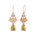thumbnail image 2 of 7x5 MM Pear Shape Citrine 925 Sterling Silver Rose Vermeil Filigree Dangle Drop Valentines Day Gifts Women Earring, 2 of 4